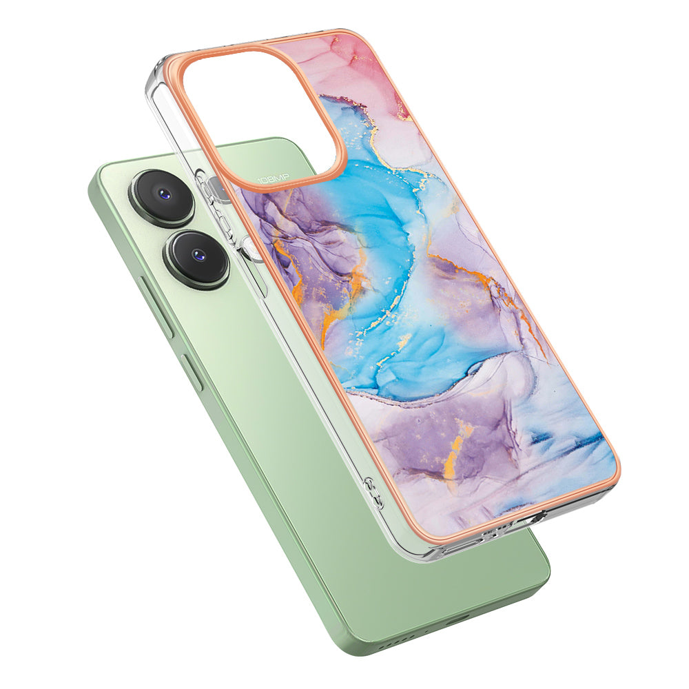 YB IMD Series-1 For Xiaomi Redmi Note 13 4G Case Electroplated Protective TPU Phone Cover - Milky Way Marble Blue