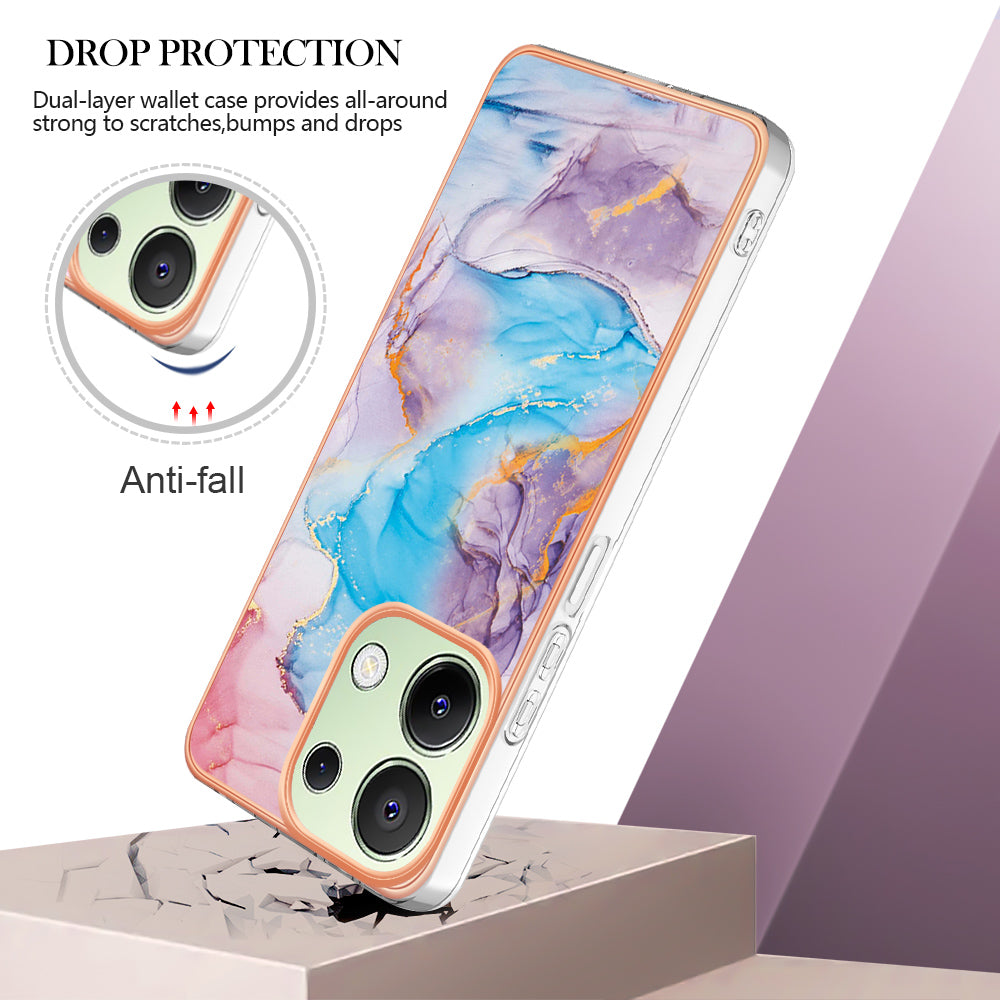 YB IMD Series-1 For Xiaomi Redmi Note 13 4G Case Electroplated Protective TPU Phone Cover - Milky Way Marble Blue