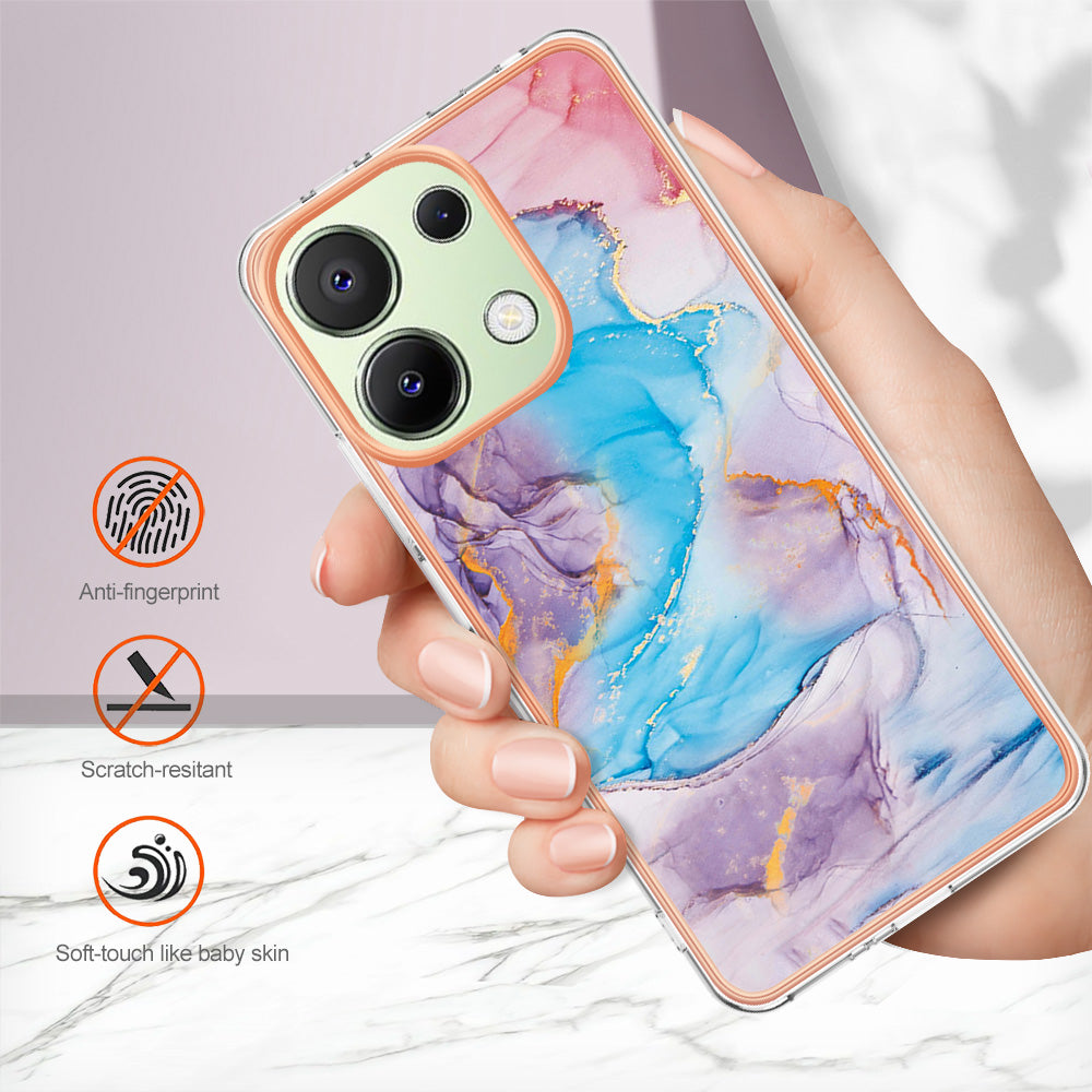 YB IMD Series-1 For Xiaomi Redmi Note 13 4G Case Electroplated Protective TPU Phone Cover - Milky Way Marble Blue