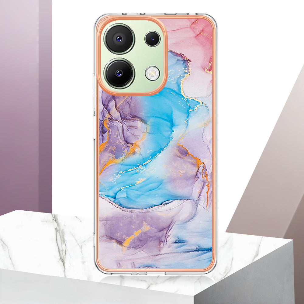 YB IMD Series-1 For Xiaomi Redmi Note 13 4G Case Electroplated Protective TPU Phone Cover - Milky Way Marble Blue