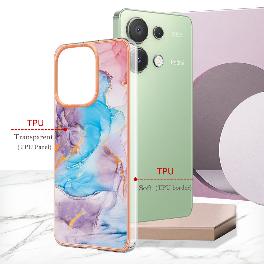 YB IMD Series-1 For Xiaomi Redmi Note 13 4G Case Electroplated Protective TPU Phone Cover - Milky Way Marble Blue