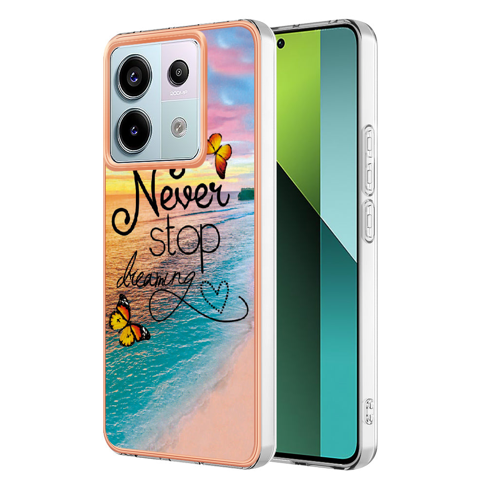 YB IMD Series-1 For Xiaomi Redmi Note 13 Pro 5G / Poco X6 5G Case TPU Electroplating Edges Protective Cover - Never Stop Dreaming