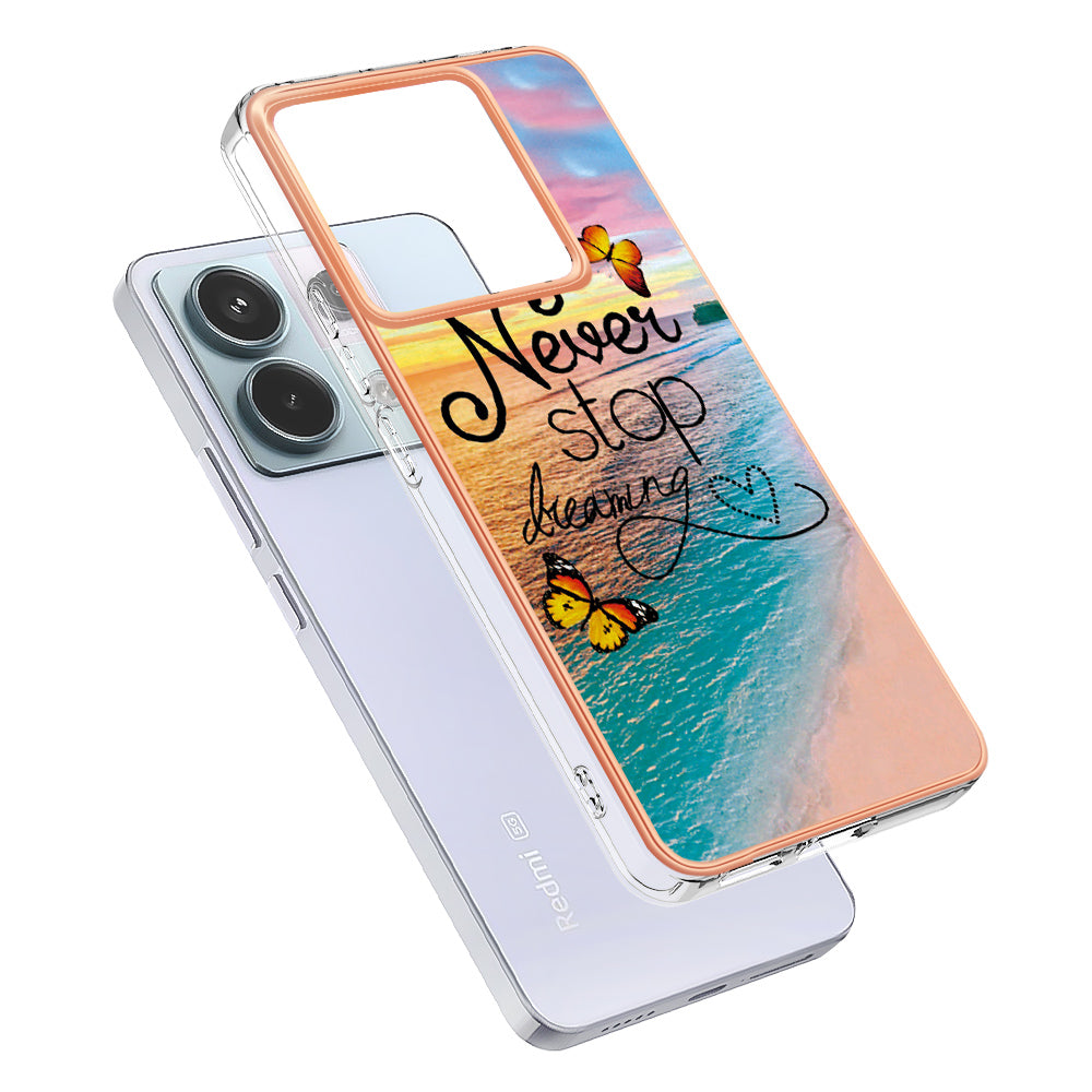 YB IMD Series-1 For Xiaomi Redmi Note 13 Pro 5G / Poco X6 5G Case TPU Electroplating Edges Protective Cover - Never Stop Dreaming