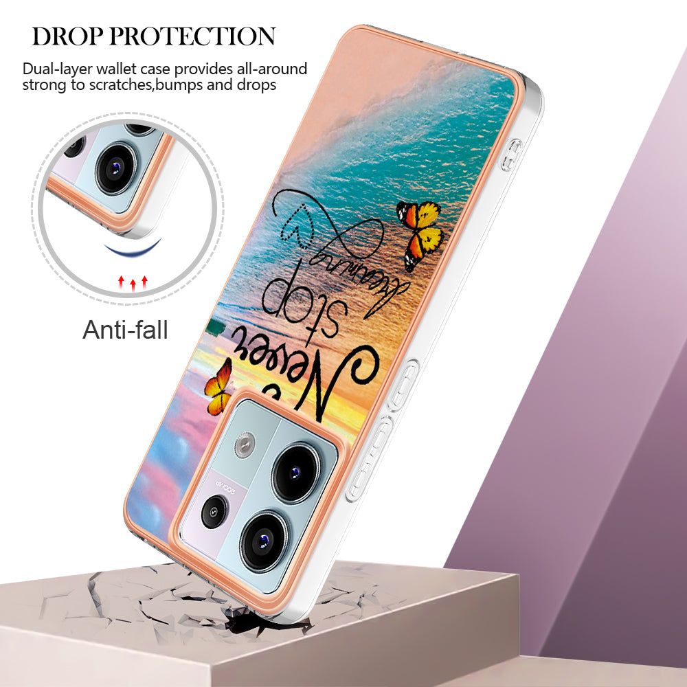 YB IMD Series-1 For Xiaomi Redmi Note 13 Pro 5G / Poco X6 5G Case TPU Electroplating Edges Protective Cover - Never Stop Dreaming