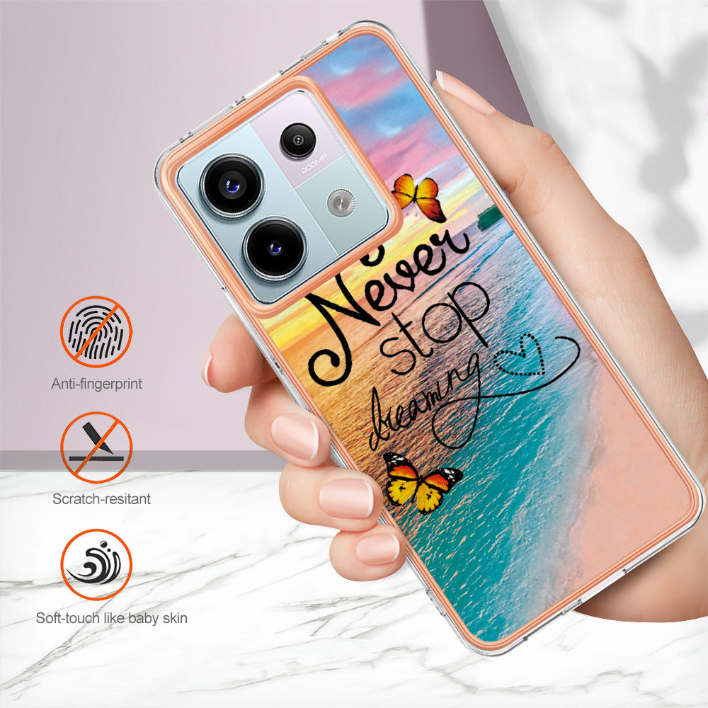 YB IMD Series-1 For Xiaomi Redmi Note 13 Pro 5G / Poco X6 5G Case TPU Electroplating Edges Protective Cover - Never Stop Dreaming