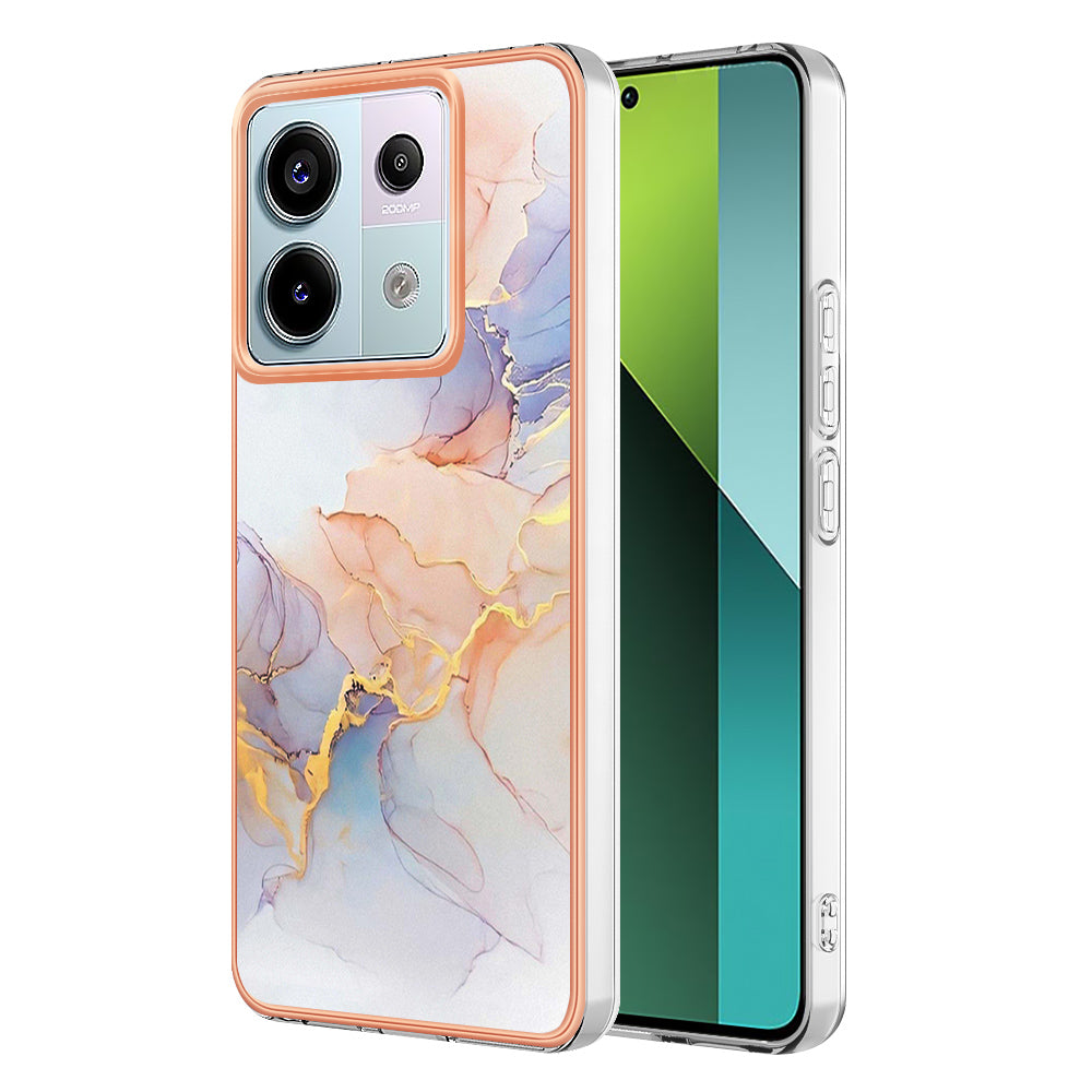 YB IMD Series-1 For Xiaomi Redmi Note 13 Pro 5G / Poco X6 5G Case TPU Electroplating Edges Protective Cover - Milky Way Marble White