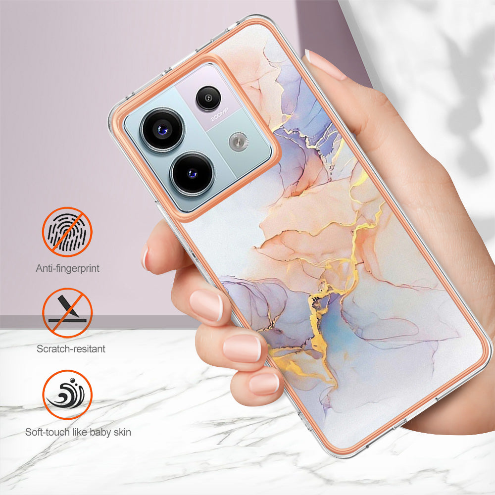 YB IMD Series-1 For Xiaomi Redmi Note 13 Pro 5G / Poco X6 5G Case TPU Electroplating Edges Protective Cover - Milky Way Marble White