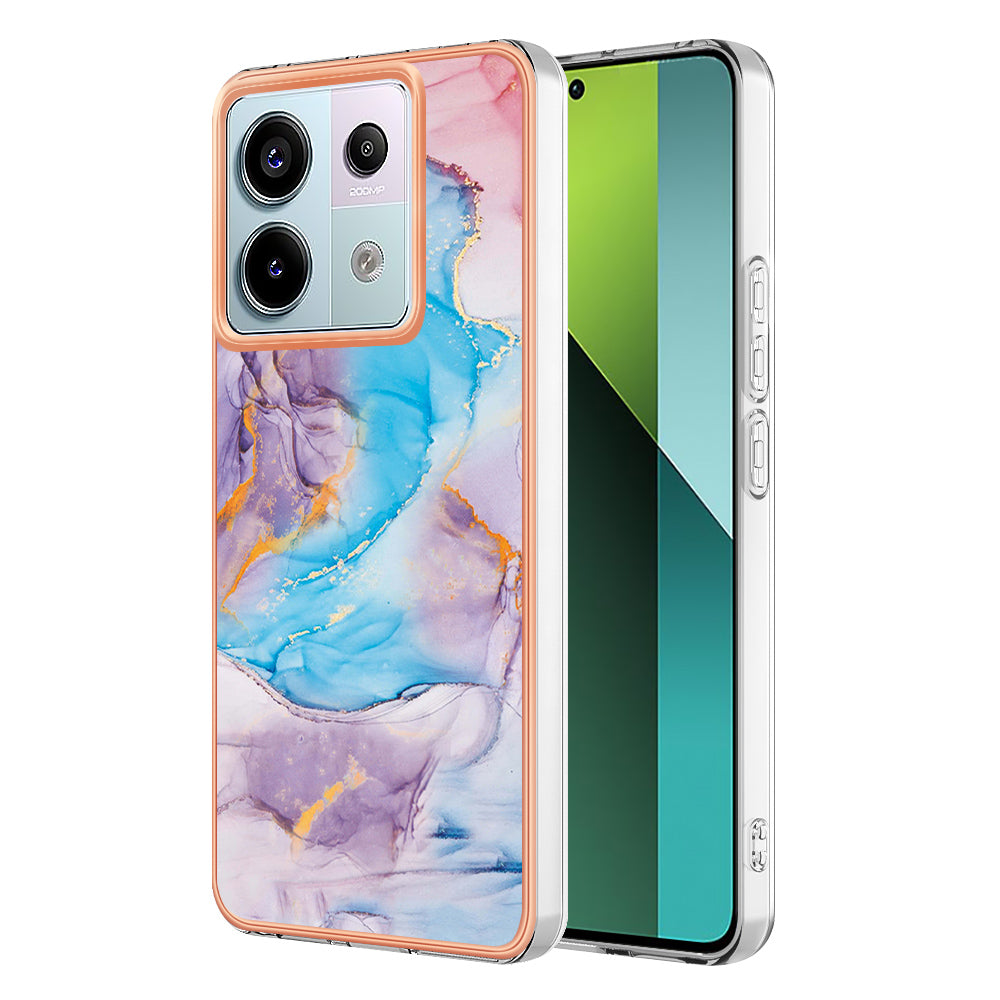 YB IMD Series-1 For Xiaomi Redmi Note 13 Pro 5G / Poco X6 5G Case TPU Electroplating Edges Protective Cover - Milky Way Marble Blue