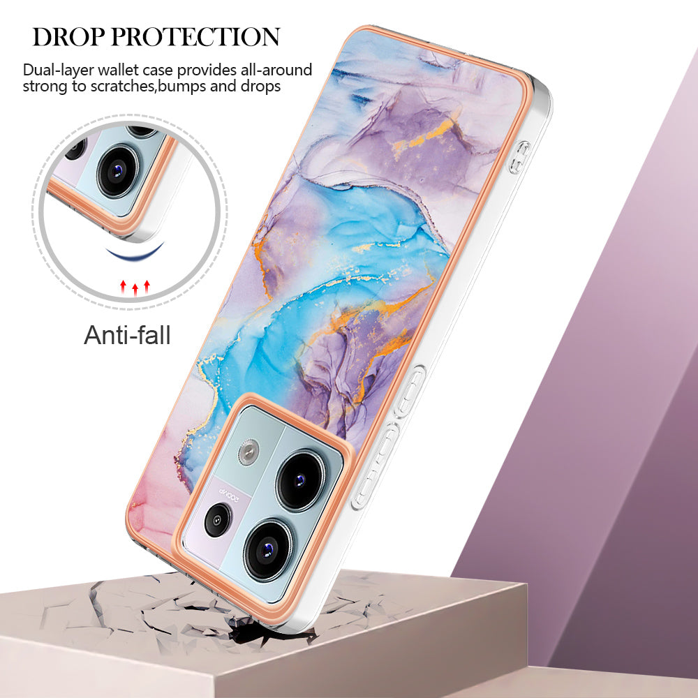 YB IMD Series-1 For Xiaomi Redmi Note 13 Pro 5G / Poco X6 5G Case TPU Electroplating Edges Protective Cover - Milky Way Marble Blue