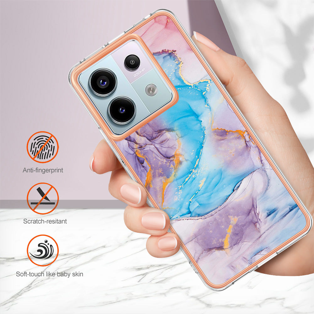 YB IMD Series-1 For Xiaomi Redmi Note 13 Pro 5G / Poco X6 5G Case TPU Electroplating Edges Protective Cover - Milky Way Marble Blue