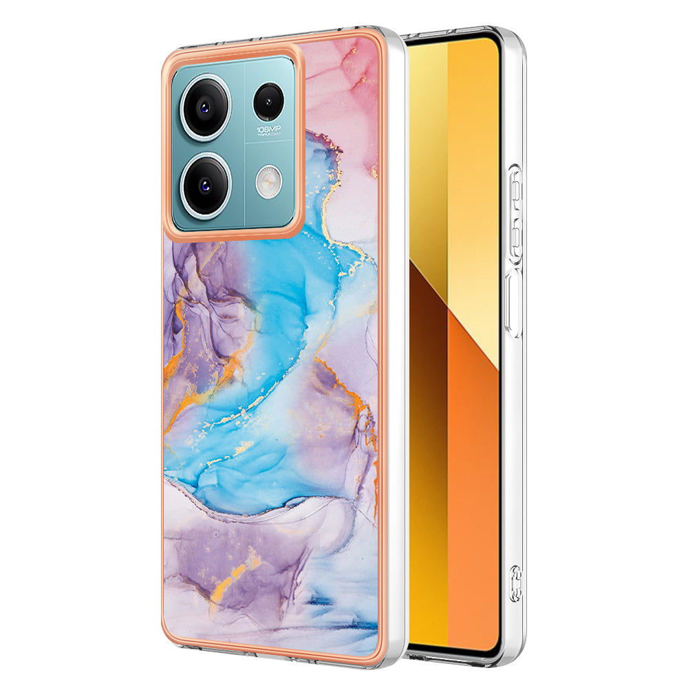 YB IMD Series-1 For Xiaomi Redmi Note 13 5G Case Electroplating Soft TPU Phone Shell - Milky Way Marble Blue