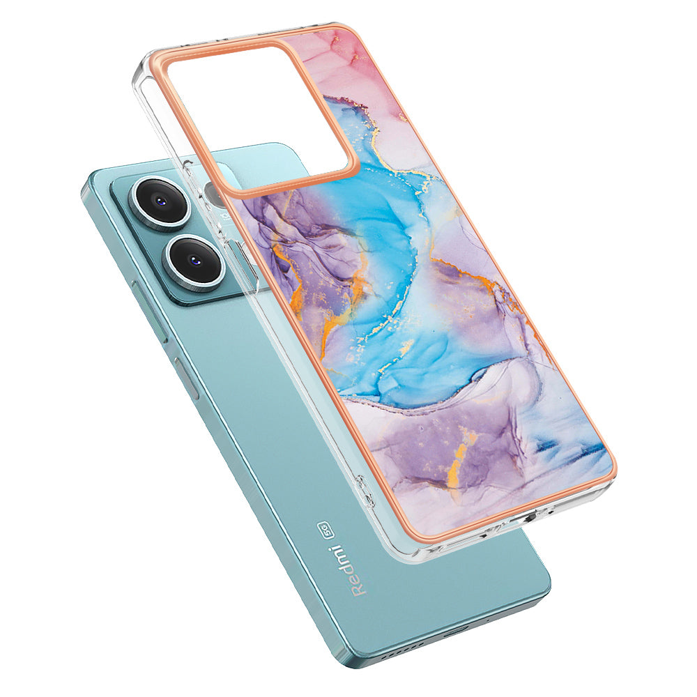 YB IMD Series-1 For Xiaomi Redmi Note 13 5G Case Electroplating Soft TPU Phone Shell - Milky Way Marble Blue