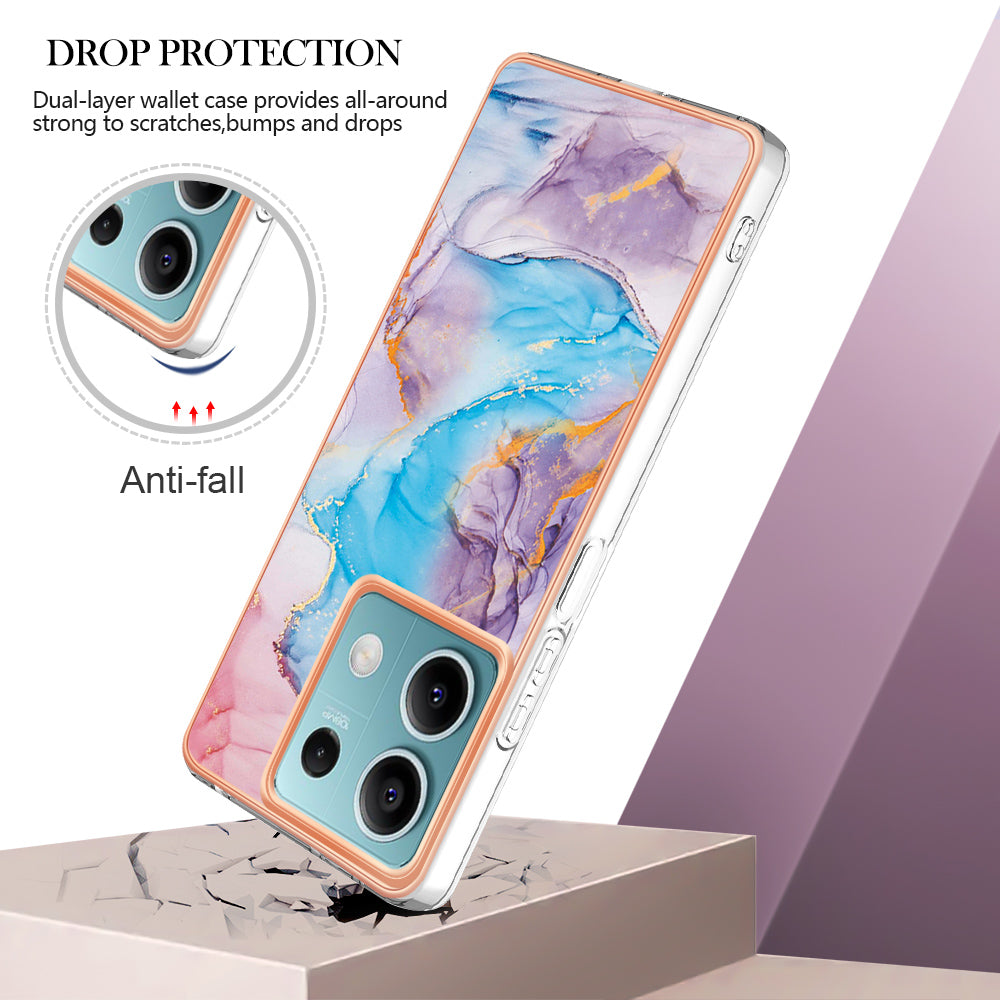 YB IMD Series-1 For Xiaomi Redmi Note 13 5G Case Electroplating Soft TPU Phone Shell - Milky Way Marble Blue