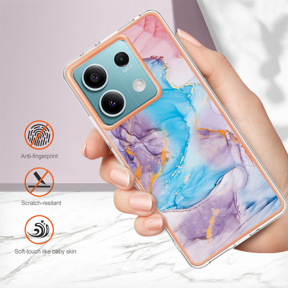 YB IMD Series-1 For Xiaomi Redmi Note 13 5G Case Electroplating Soft TPU Phone Shell - Milky Way Marble Blue