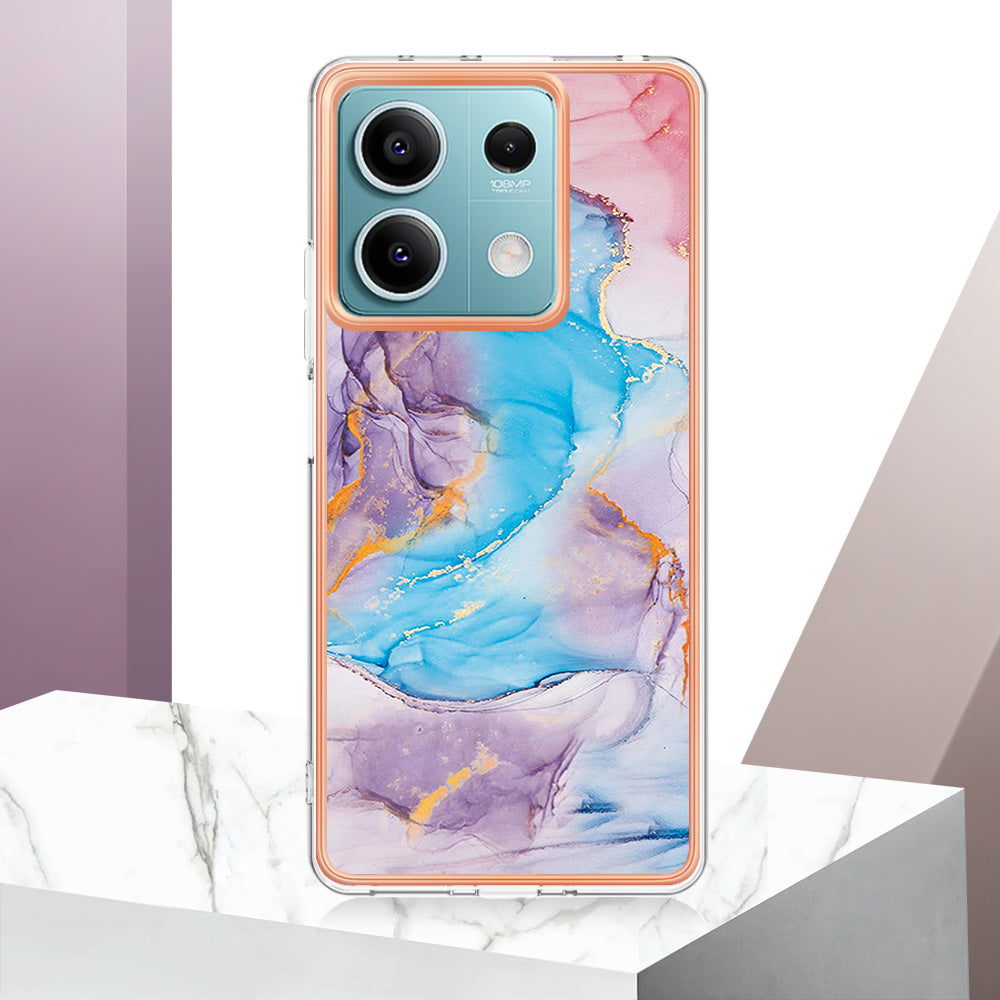 YB IMD Series-1 For Xiaomi Redmi Note 13 5G Case Electroplating Soft TPU Phone Shell - Milky Way Marble Blue