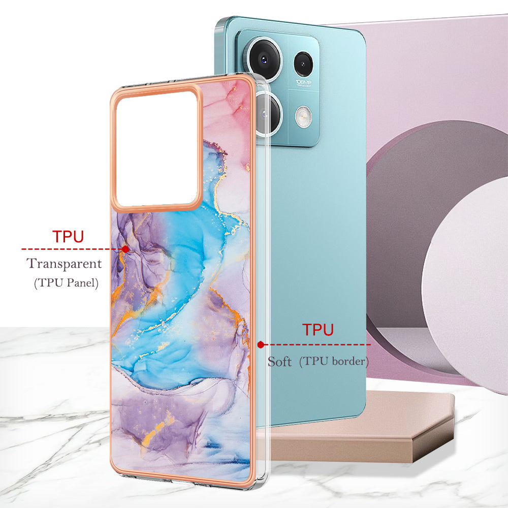 YB IMD Series-1 For Xiaomi Redmi Note 13 5G Case Electroplating Soft TPU Phone Shell - Milky Way Marble Blue