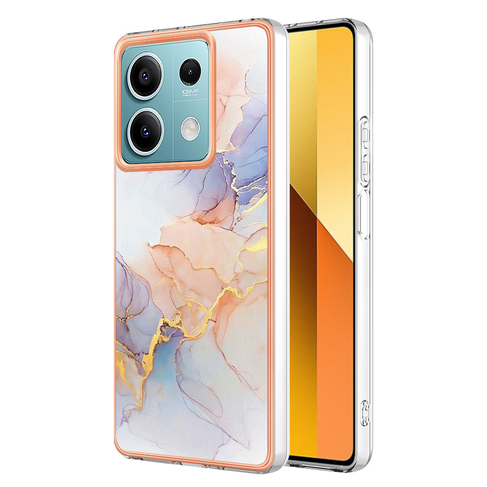 YB IMD Series-1 For Xiaomi Redmi Note 13 5G Case Electroplating Soft TPU Phone Shell - Milky Way Marble White