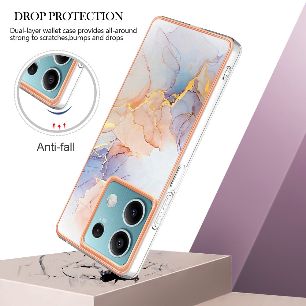 YB IMD Series-1 For Xiaomi Redmi Note 13 5G Case Electroplating Soft TPU Phone Shell - Milky Way Marble White