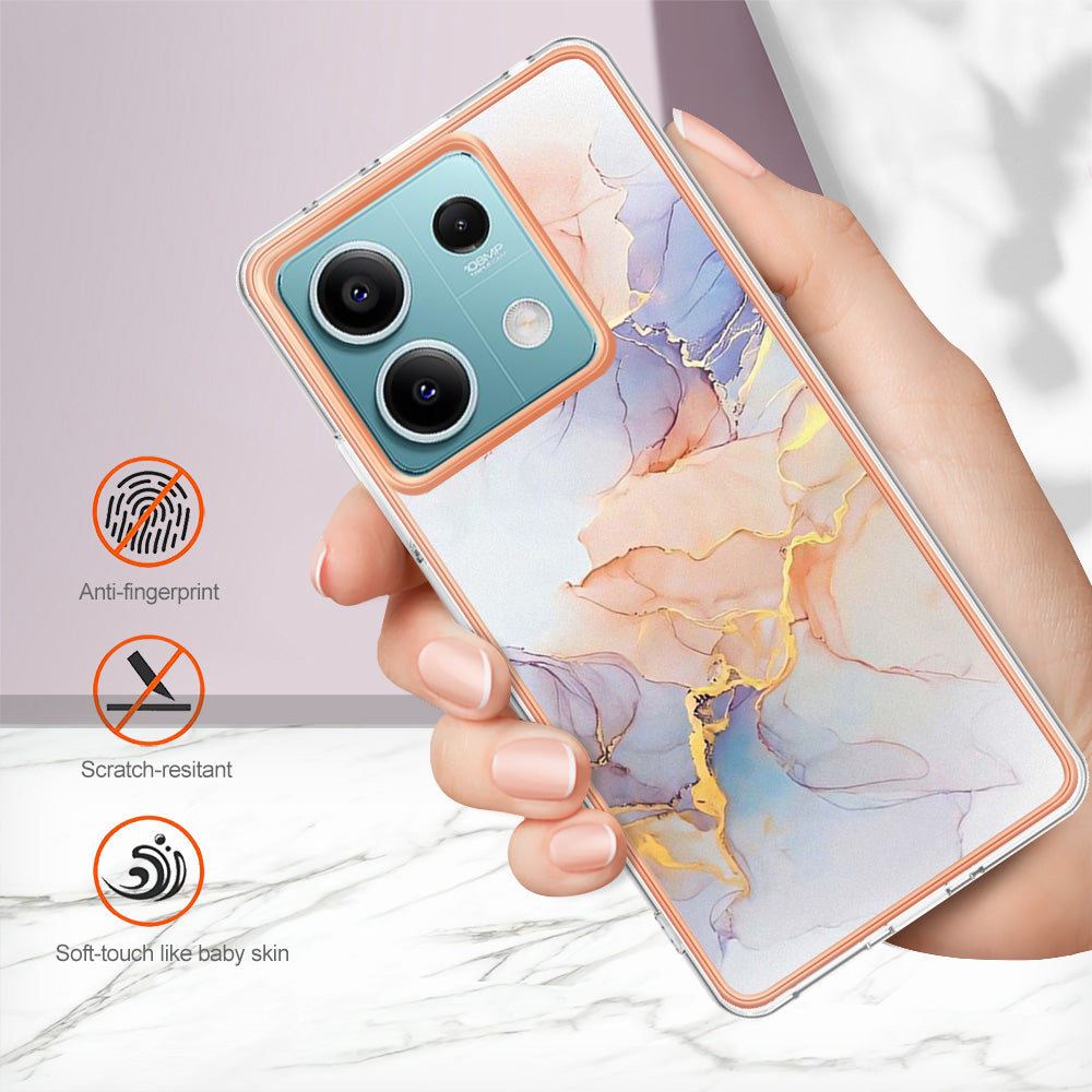 YB IMD Series-1 For Xiaomi Redmi Note 13 5G Case Electroplating Soft TPU Phone Shell - Milky Way Marble White