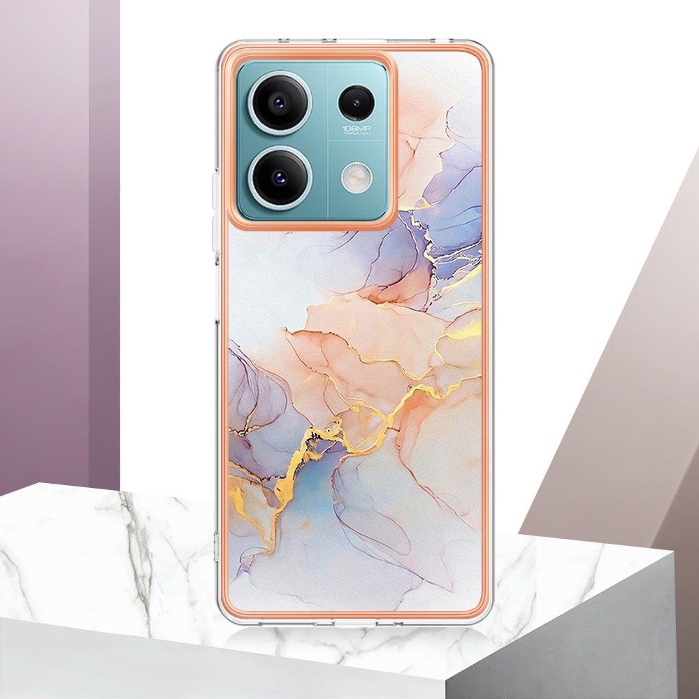 YB IMD Series-1 For Xiaomi Redmi Note 13 5G Case Electroplating Soft TPU Phone Shell - Milky Way Marble White