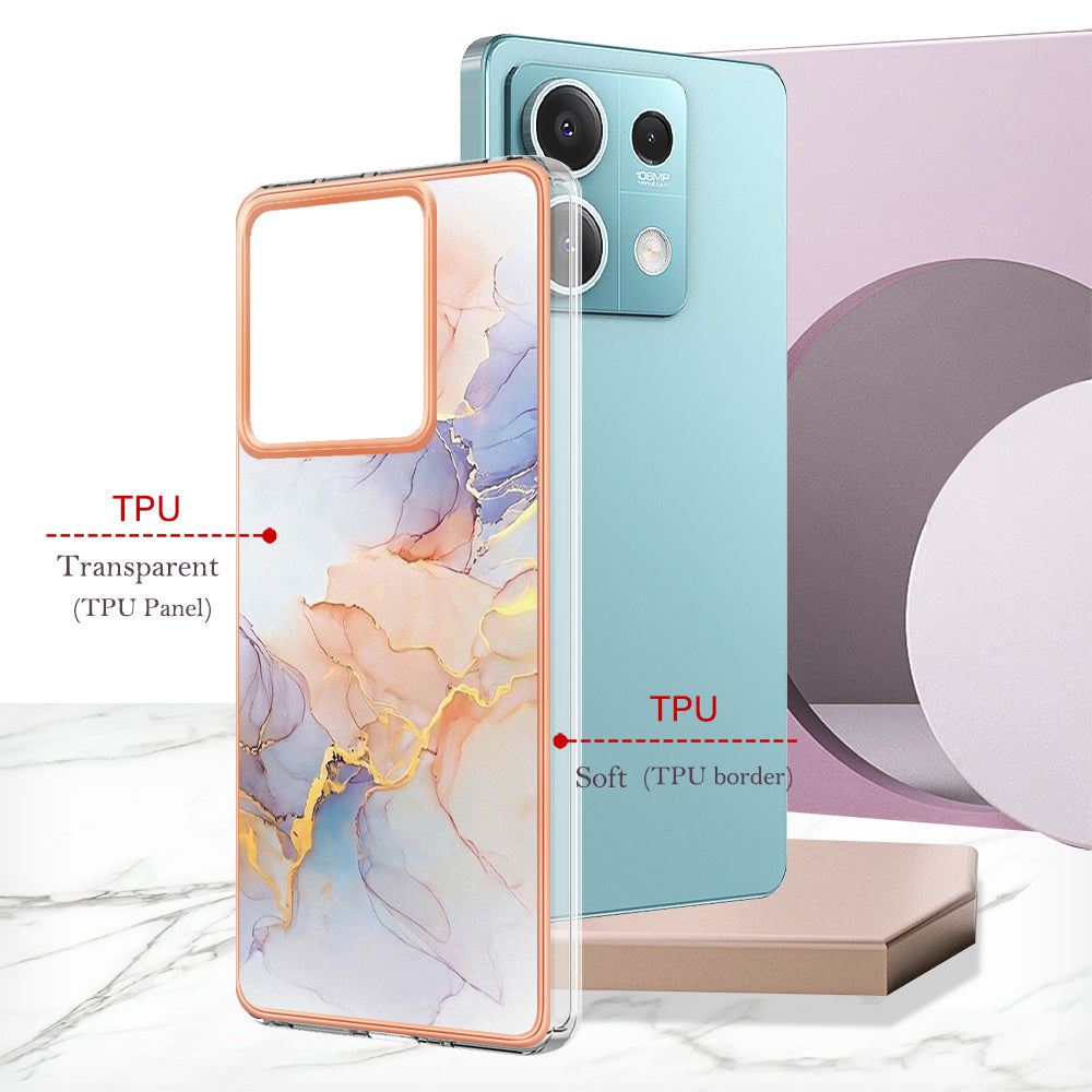 YB IMD Series-1 For Xiaomi Redmi Note 13 5G Case Electroplating Soft TPU Phone Shell - Milky Way Marble White