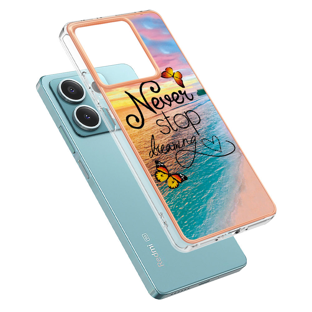 YB IMD Series-1 For Xiaomi Redmi Note 13 5G Case Electroplating Soft TPU Phone Shell - Never Stop Dreaming