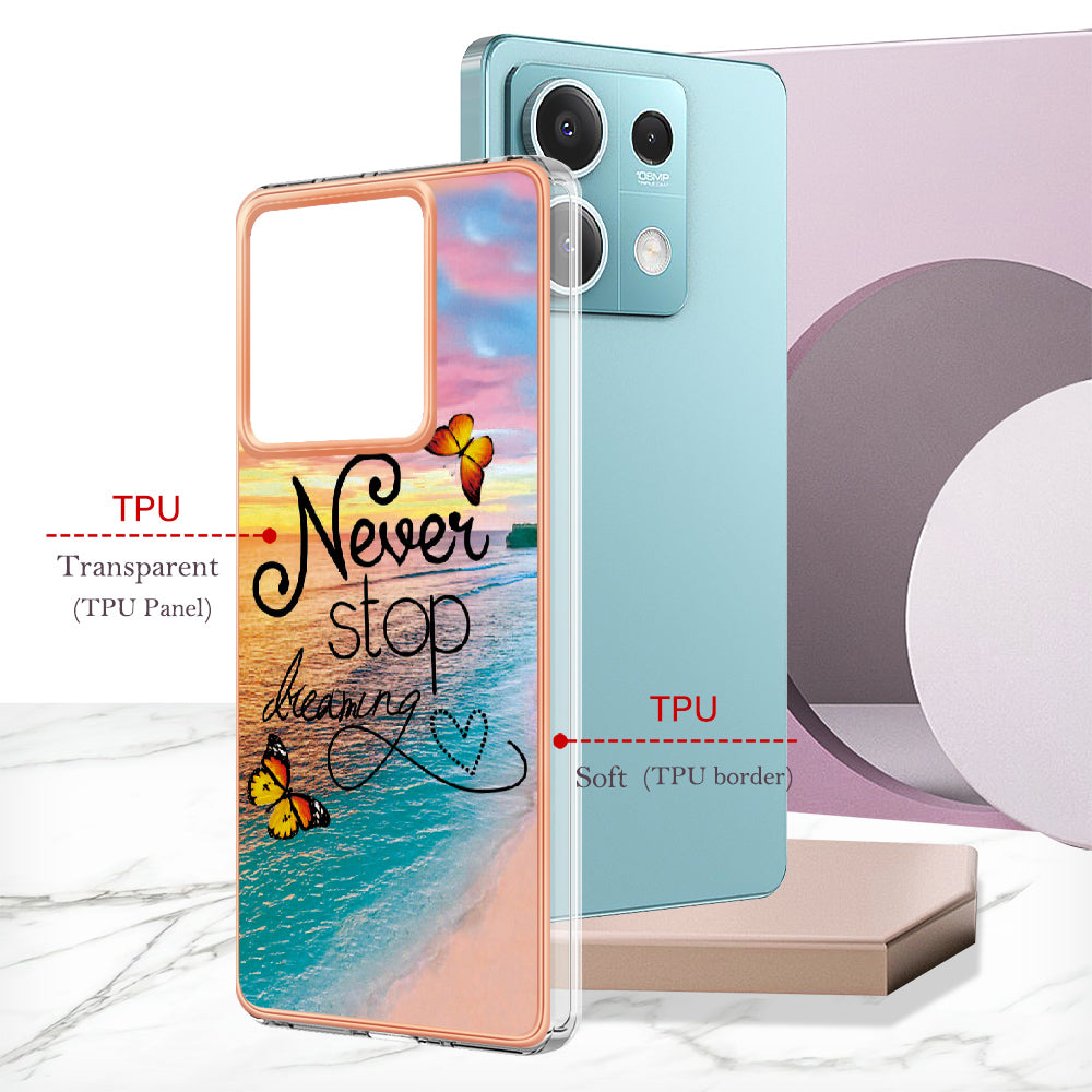 YB IMD Series-1 For Xiaomi Redmi Note 13 5G Case Electroplating Soft TPU Phone Shell - Never Stop Dreaming