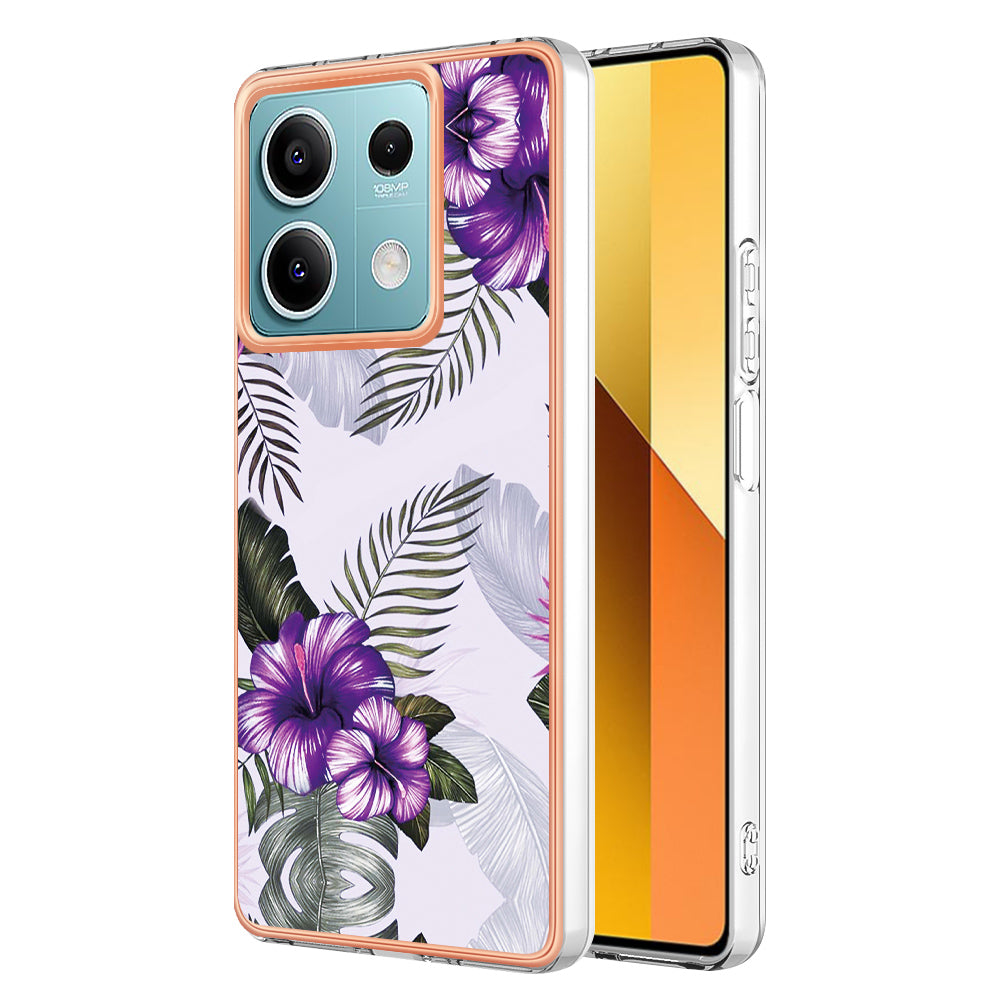 YB IMD Series-1 For Xiaomi Redmi Note 13 5G Case Electroplating Soft TPU Phone Shell - Purple Flower