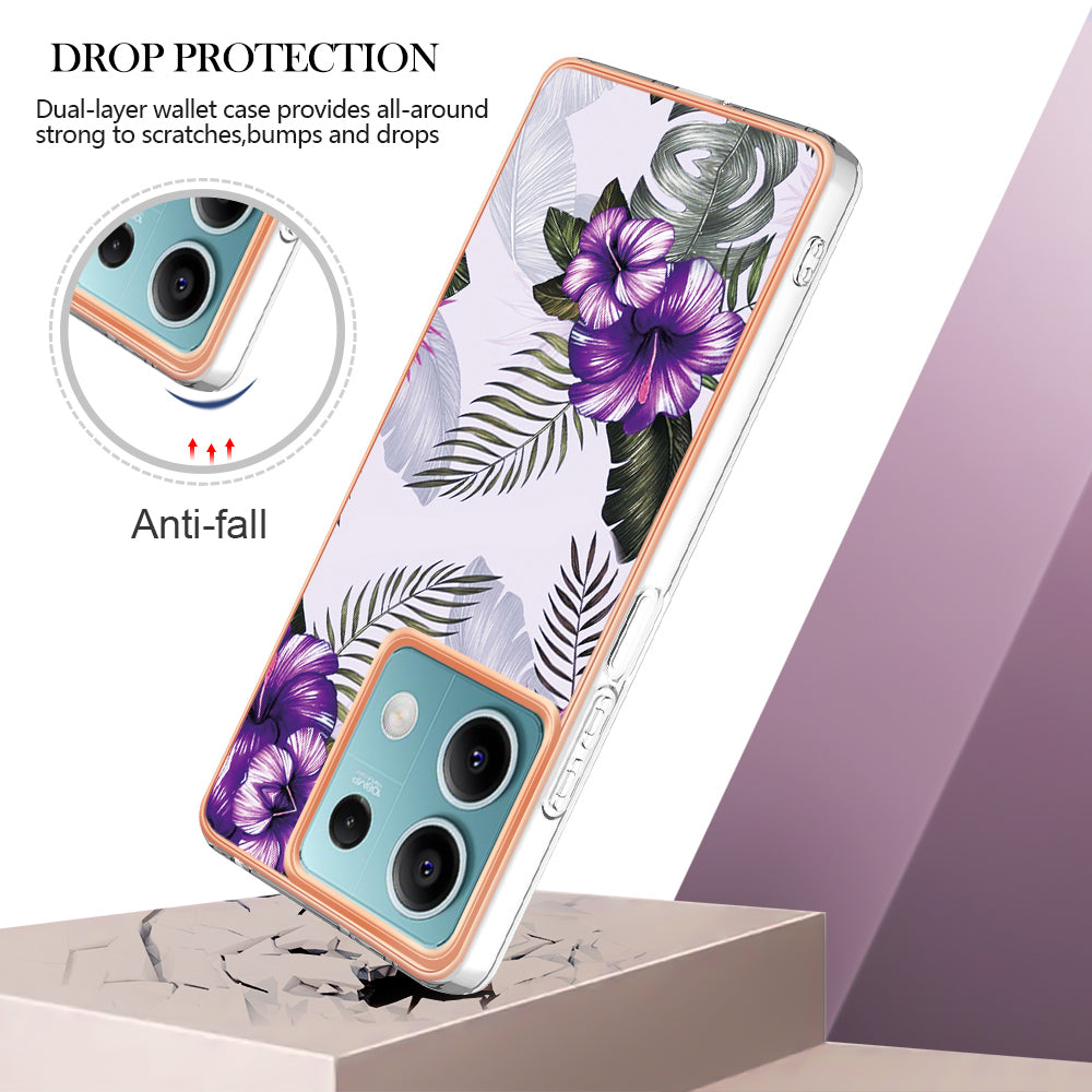 YB IMD Series-1 For Xiaomi Redmi Note 13 5G Case Electroplating Soft TPU Phone Shell - Purple Flower