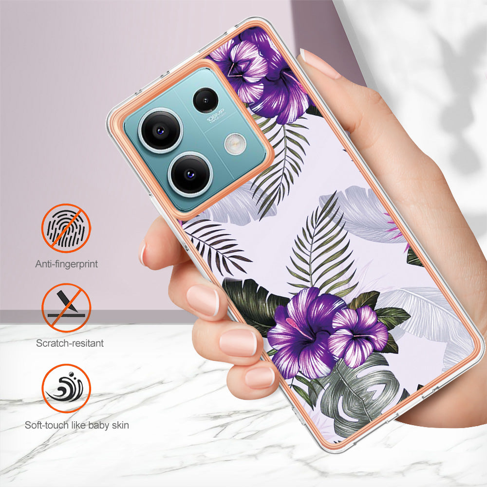 YB IMD Series-1 For Xiaomi Redmi Note 13 5G Case Electroplating Soft TPU Phone Shell - Purple Flower