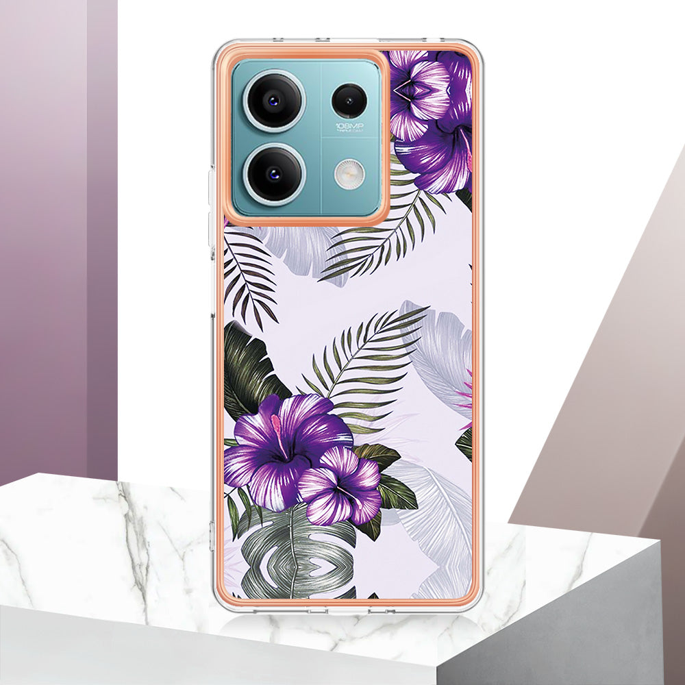 YB IMD Series-1 For Xiaomi Redmi Note 13 5G Case Electroplating Soft TPU Phone Shell - Purple Flower