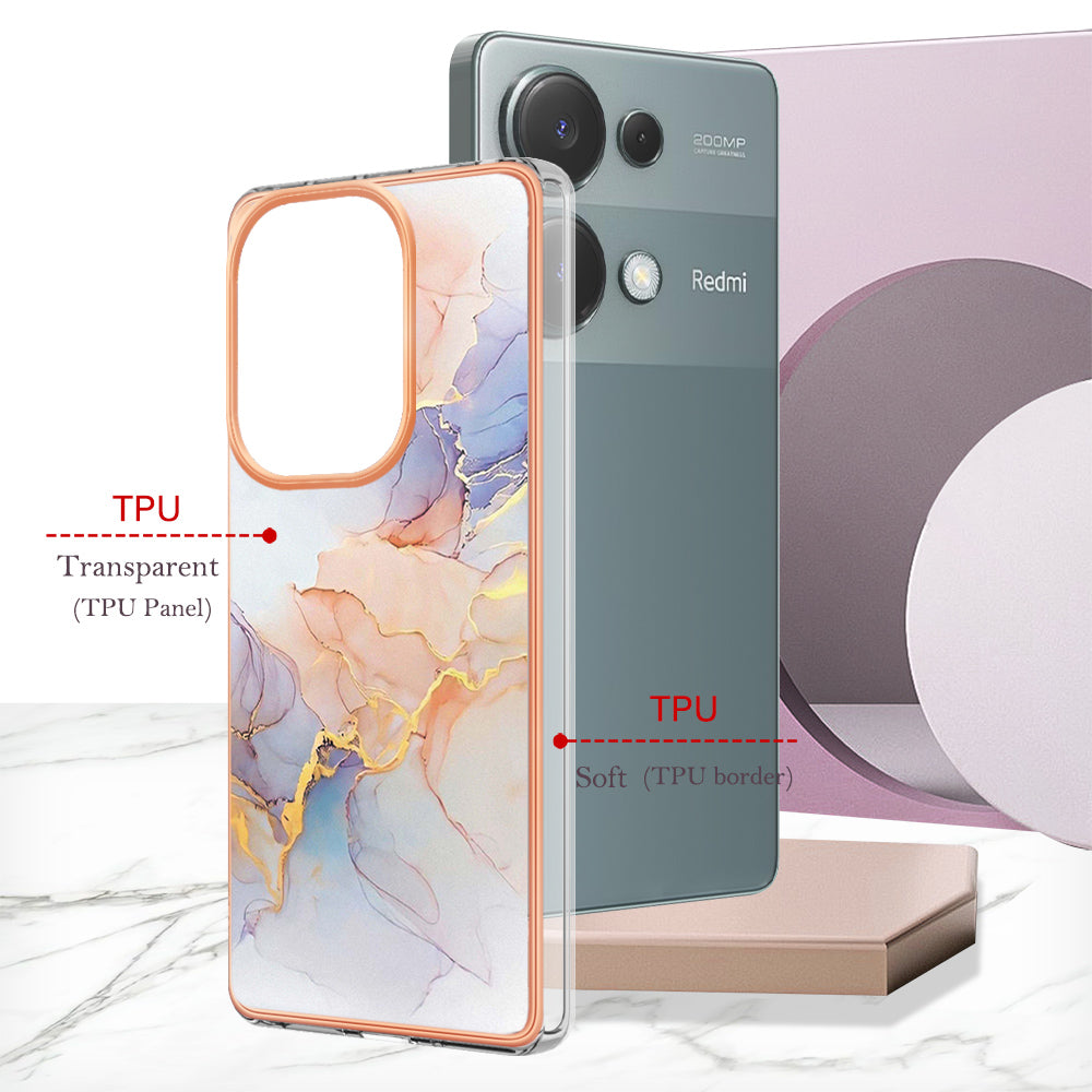 YB IMD Series-1 For Xiaomi Redmi Note 13 Pro 4G / Poco M6 Pro 4G Case Electroplating TPU Phone Cover - Milky Way Marble White