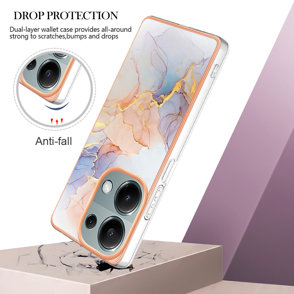 YB IMD Series-1 For Xiaomi Redmi Note 13 Pro 4G / Poco M6 Pro 4G Case Electroplating TPU Phone Cover - Milky Way Marble White