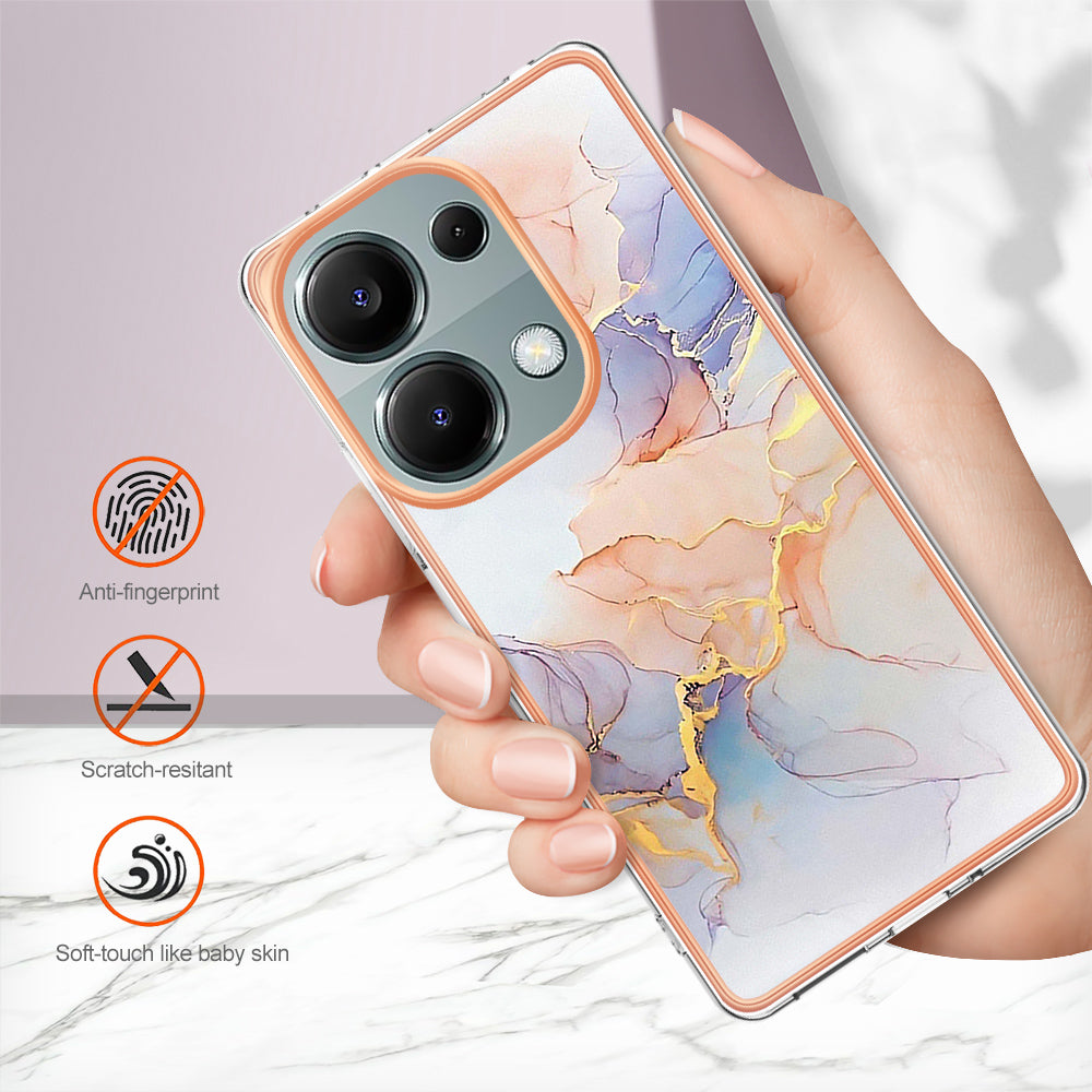 YB IMD Series-1 For Xiaomi Redmi Note 13 Pro 4G / Poco M6 Pro 4G Case Electroplating TPU Phone Cover - Milky Way Marble White