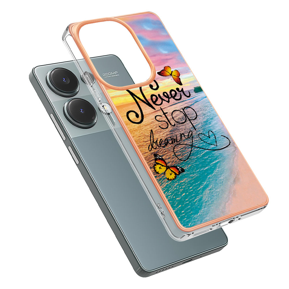 YB IMD Series-1 For Xiaomi Redmi Note 13 Pro 4G / Poco M6 Pro 4G Case Electroplating TPU Phone Cover - Never Stop Dreaming