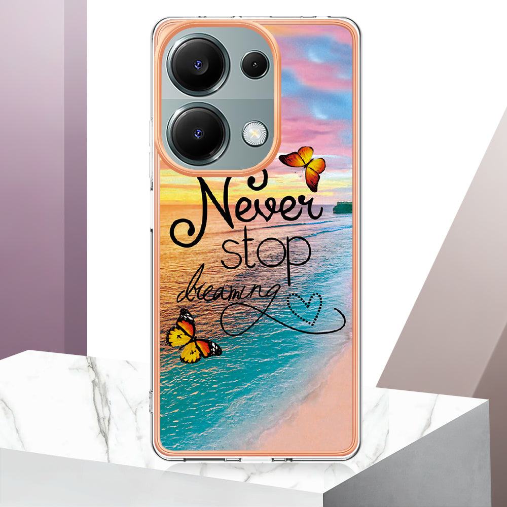 YB IMD Series-1 For Xiaomi Redmi Note 13 Pro 4G / Poco M6 Pro 4G Case Electroplating TPU Phone Cover - Never Stop Dreaming