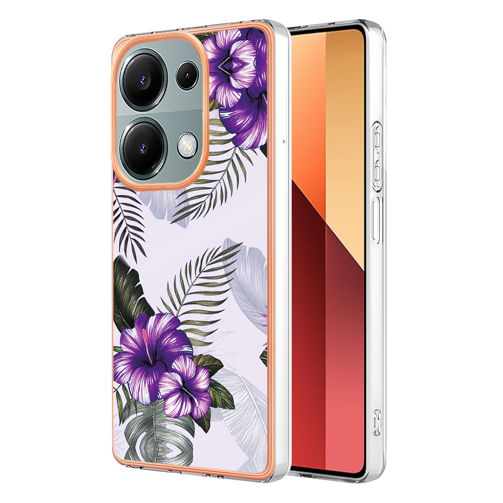 YB IMD Series-1 For Xiaomi Redmi Note 13 Pro 4G / Poco M6 Pro 4G Case Electroplating TPU Phone Cover - Purple Flower