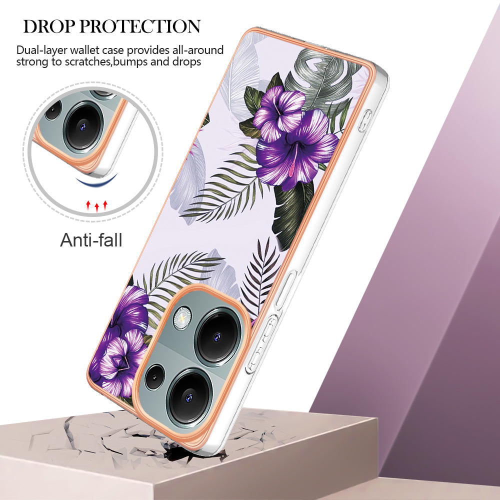 YB IMD Series-1 For Xiaomi Redmi Note 13 Pro 4G / Poco M6 Pro 4G Case Electroplating TPU Phone Cover - Purple Flower