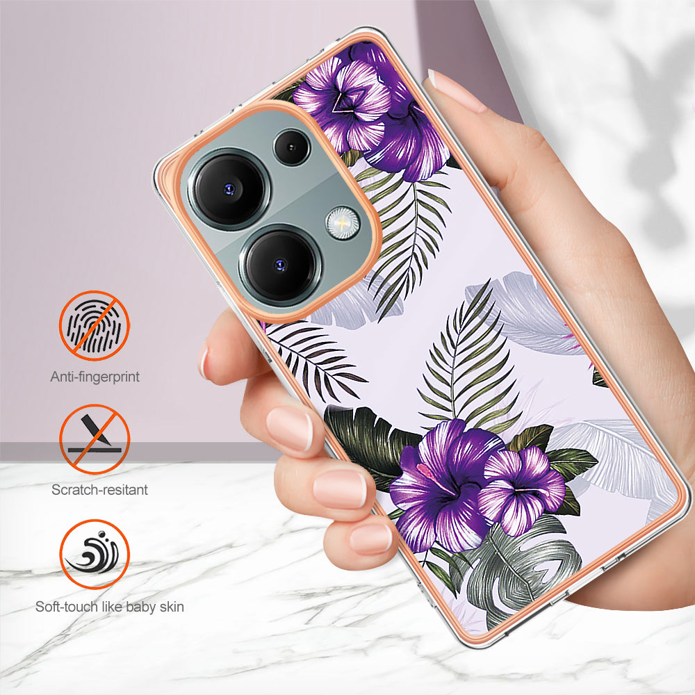 YB IMD Series-1 For Xiaomi Redmi Note 13 Pro 4G / Poco M6 Pro 4G Case Electroplating TPU Phone Cover - Purple Flower