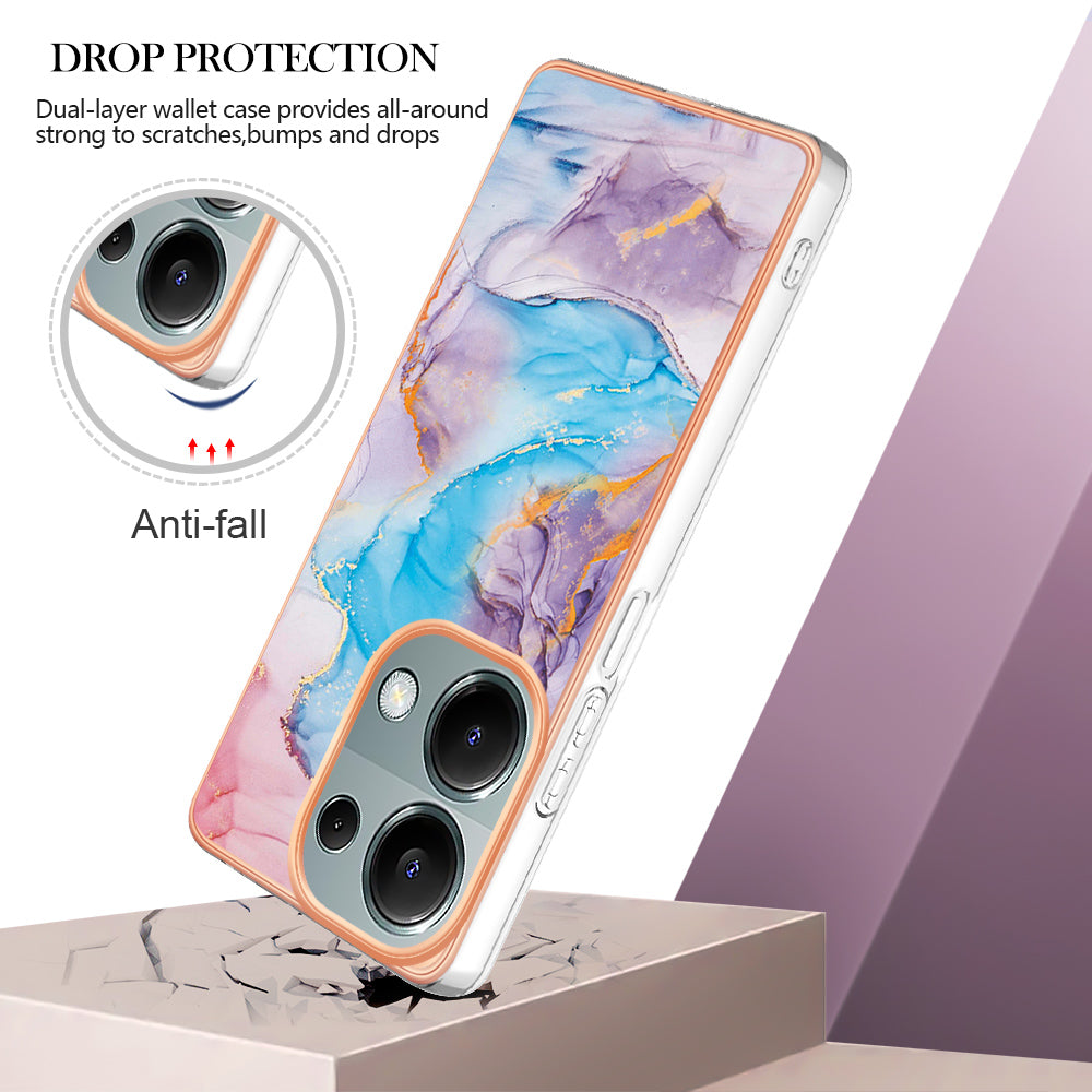 YB IMD Series-1 For Xiaomi Redmi Note 13 Pro 4G / Poco M6 Pro 4G Case Electroplating TPU Phone Cover - Milky Way Marble Blue