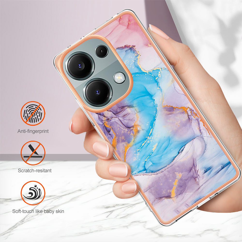 YB IMD Series-1 For Xiaomi Redmi Note 13 Pro 4G / Poco M6 Pro 4G Case Electroplating TPU Phone Cover - Milky Way Marble Blue