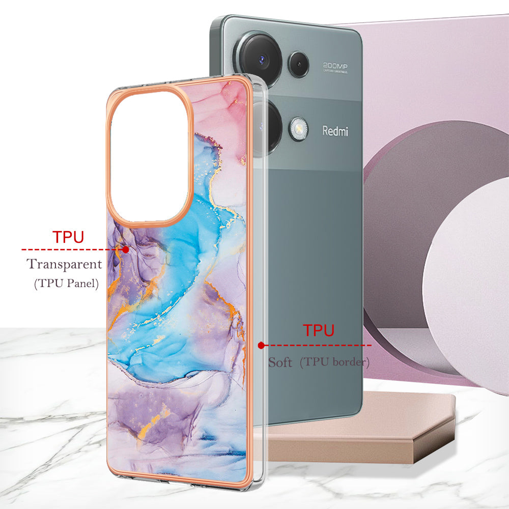 YB IMD Series-1 For Xiaomi Redmi Note 13 Pro 4G / Poco M6 Pro 4G Case Electroplating TPU Phone Cover - Milky Way Marble Blue