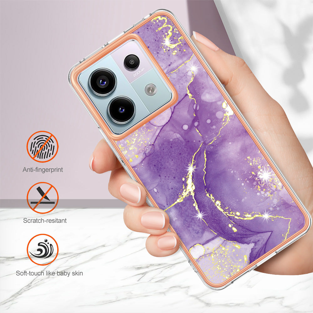 YB IMD Series-2 For Xiaomi Redmi Note 13 Pro 5G / Poco X6 5G Case Marble Pattern Electroplating TPU Cover - Purple 002