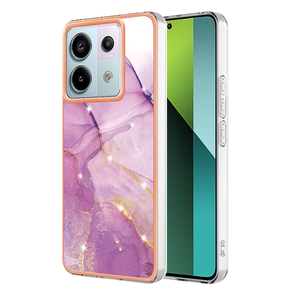 YB IMD Series-2 For Xiaomi Redmi Note 13 Pro 5G / Poco X6 5G Case Marble Pattern Electroplating TPU Cover - Purple 001