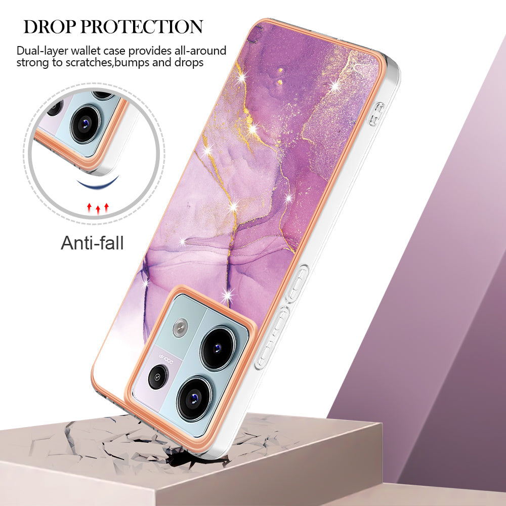 YB IMD Series-2 For Xiaomi Redmi Note 13 Pro 5G / Poco X6 5G Case Marble Pattern Electroplating TPU Cover - Purple 001