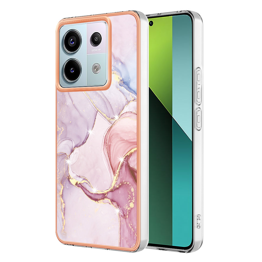 YB IMD Series-2 For Xiaomi Redmi Note 13 Pro 5G / Poco X6 5G Case Marble Pattern Electroplating TPU Cover - Rose Gold 005