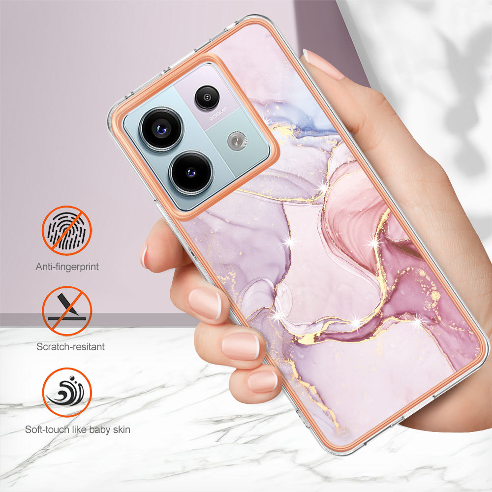 YB IMD Series-2 For Xiaomi Redmi Note 13 Pro 5G / Poco X6 5G Case Marble Pattern Electroplating TPU Cover - Rose Gold 005