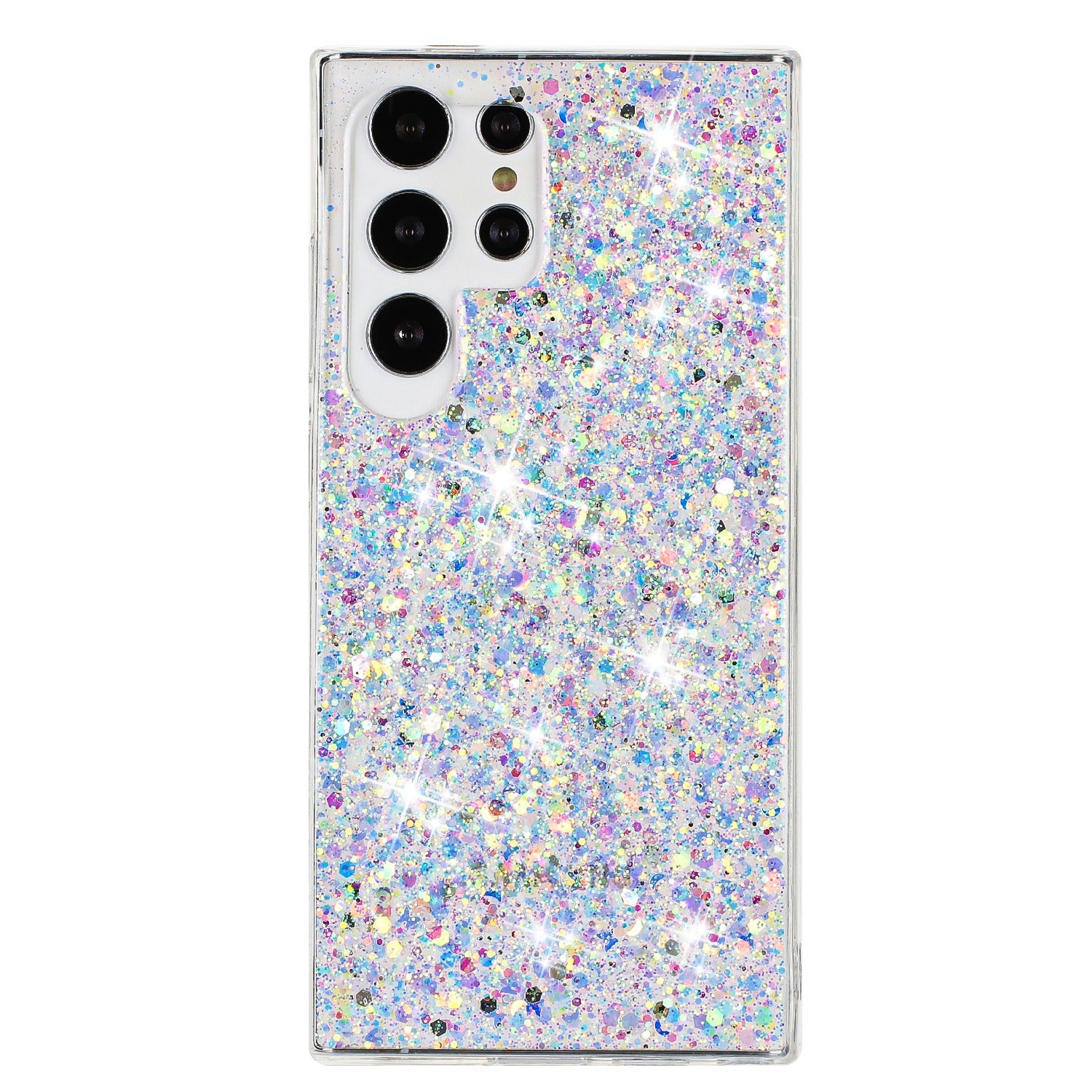 For Samsung Galaxy S24 Ultra Shockproof Cover Sparkle Epoxy TPU Phone Case - White