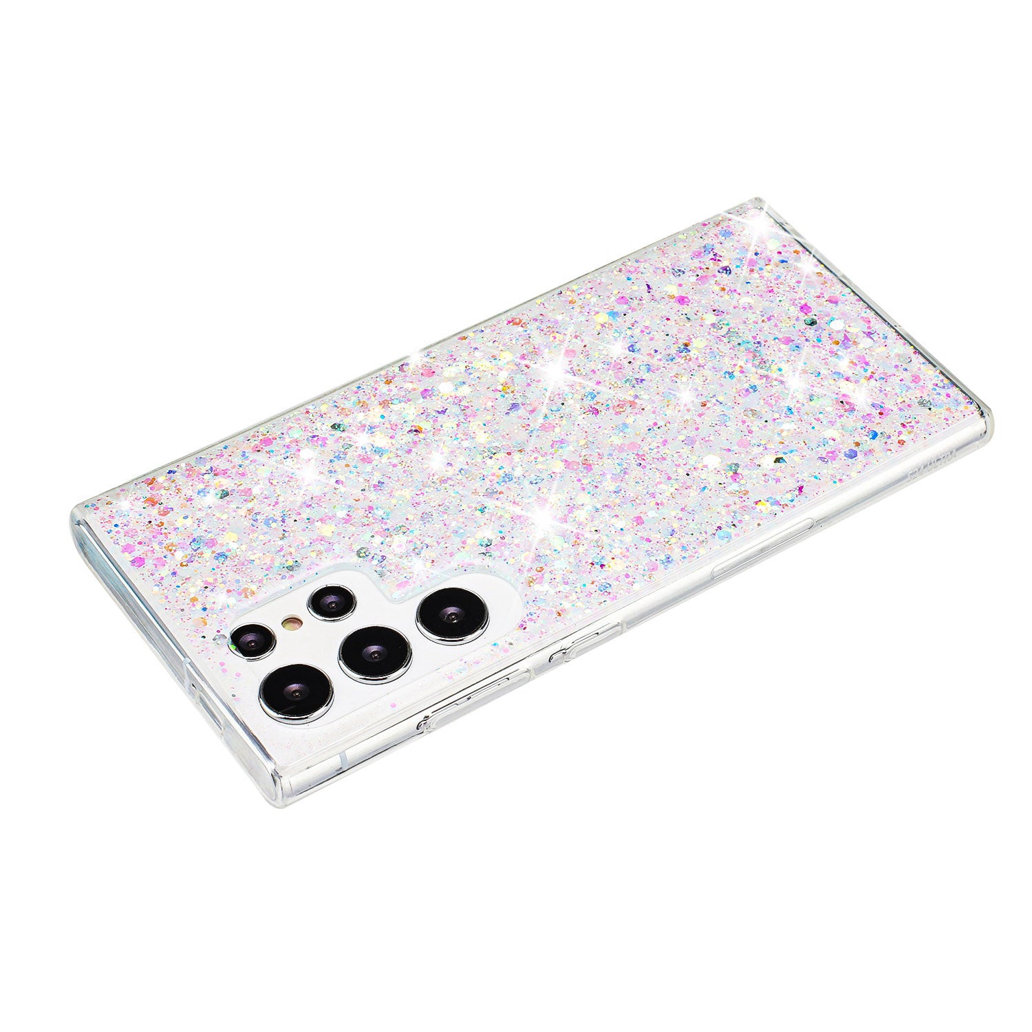 For Samsung Galaxy S24 Ultra Shockproof Cover Sparkle Epoxy TPU Phone Case - White