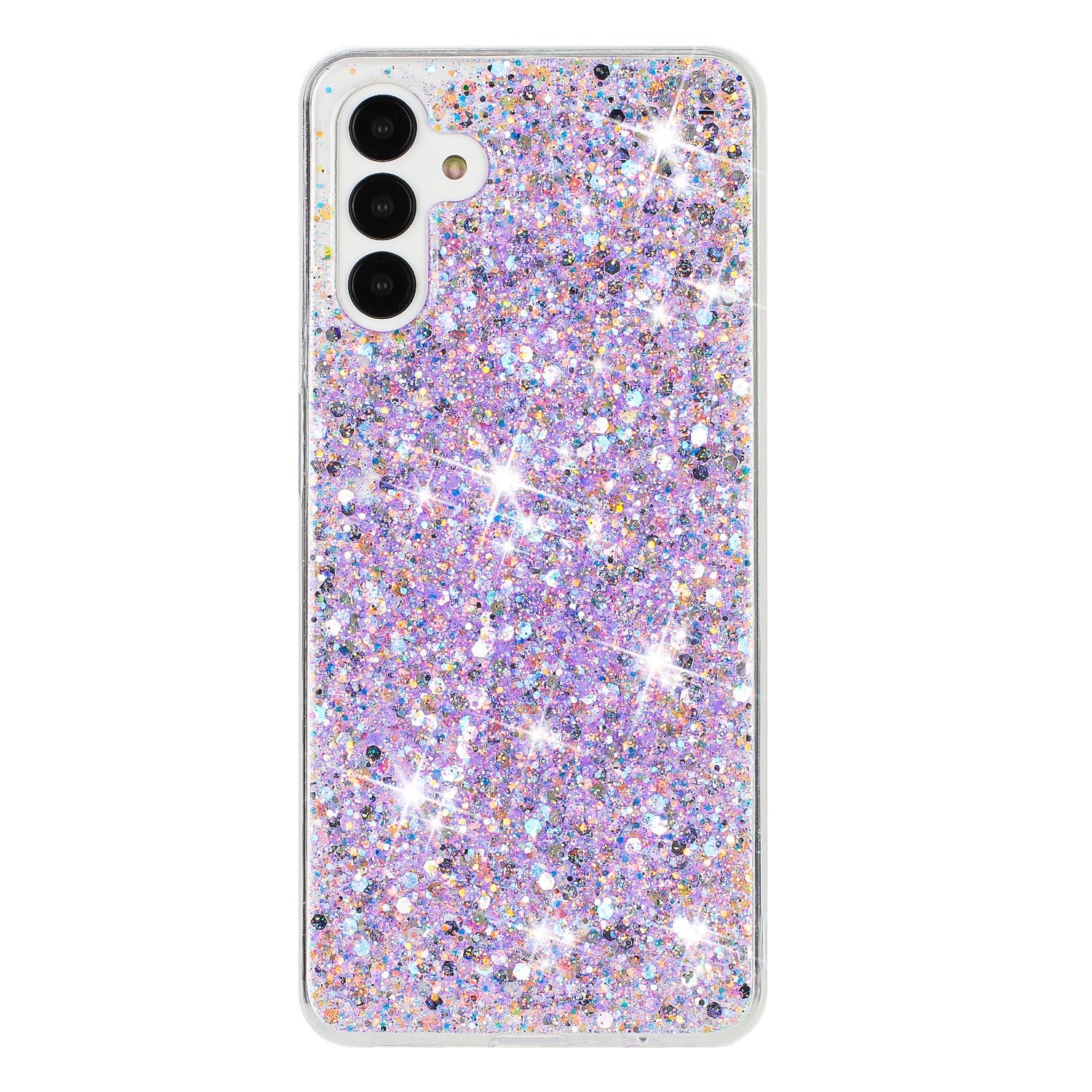 For Samsung Galaxy S24 TPU Phone Case Drop Protection Epoxy Glittery Cover - Purple